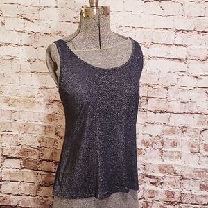 Talbots Black/ Silver Shimmer Tank Large